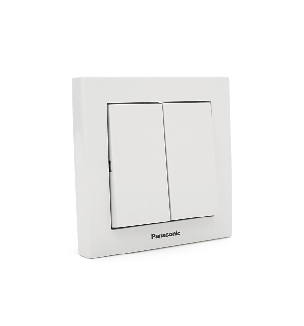 Вимикач Panasonic Karre Plus 55 двоклавішний, білий