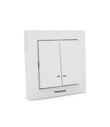 Вимикач Panasonic Karre Plus 55 двоклавішний з підсвічуванням, білий