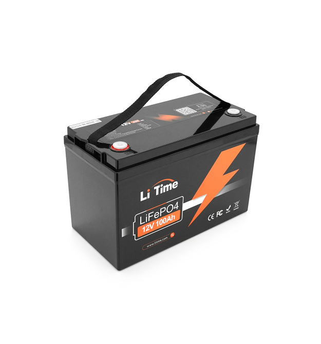 Аккумуляторная батарея LiFePO4 Li-TIME 12.8V 100Ач 1280Wh,(100 - 100A), BASIC, M8, до 6000 циклів, 329*172*214mm