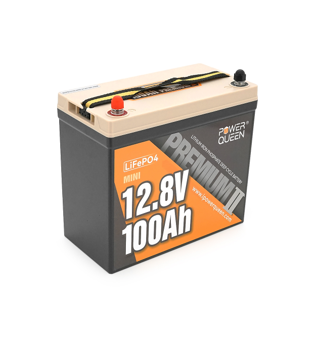 Акумуляторна батарея LiFePO4 Power Queen 12.8V 100Ah Mini, 1280Wh, BMS 100A, &ampge4000 циклів, 329*172*214мм