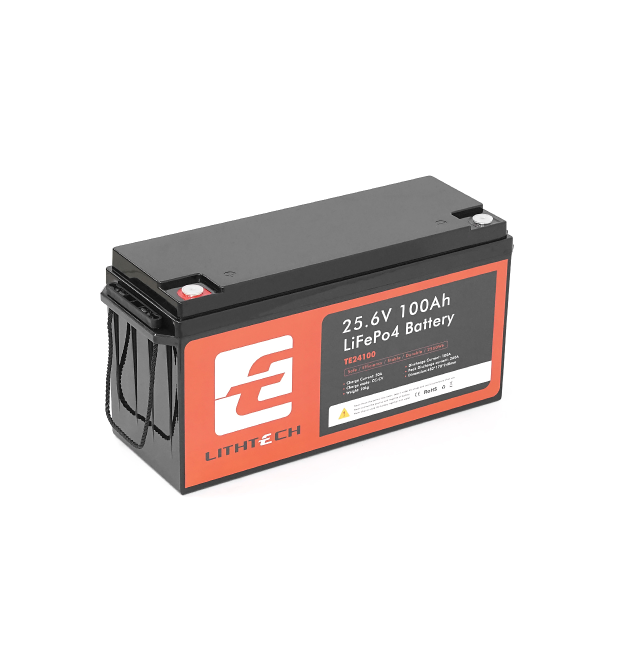 LITHTECH TE24100BH + Bluetooth LiFePO4 25,6V 100Ah, 2.56kWh, BMS100A@4S, 6000 cycles