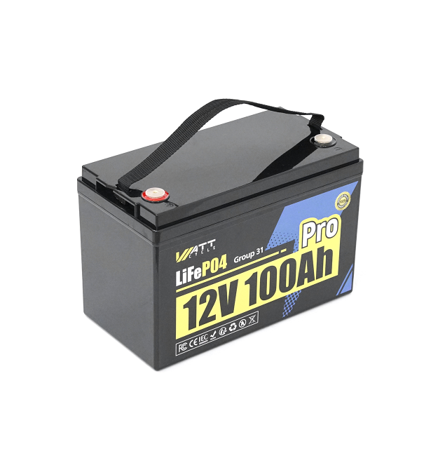 Аккумуляторная батарея WattCycle LiFePO4 WT12V100AH110PRO 12,8V 100Ah, 1,28kWh, BMS110A@4S, 5000-15000 cycles, IP66, 332x172x218
