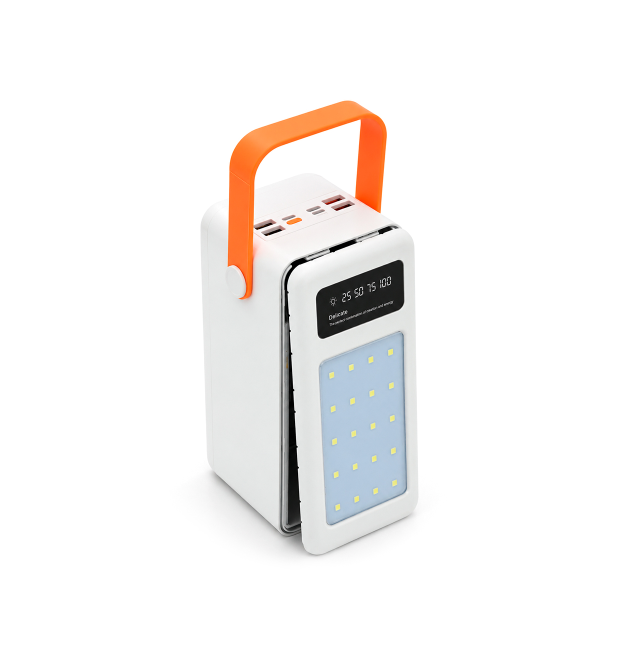 Power bank Voltronic S28 під 28х18650, Led display, Output: 22.5W, 3 кабелі (Micro-USB, Type-C, Lightning), PVC, ліхтар, White,