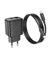 Набір СЗУ HOCO CS23A + кабель Type-C - Type-C 1xUSB+1xUSB-C, PD30W+QC3.0, кабель 1м, Black, Box