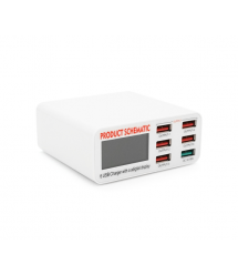 Зарядна станція з цифровою індикацією Schematic FC-36, 6*QC3.-5В 8А, 220V - 40W.155*115*55mm