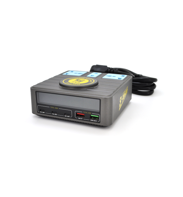 Зарядні станція з цифровою індикацією MECHANIC S-Power, 3*PD3.1-100W, QC3.0-15W, USB-A. Wireless Charging, 3*Socket, 220V - 135W
