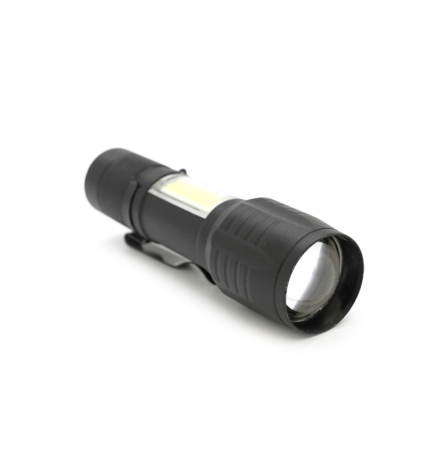 Ліхтарик BL-535, 3WLED+COB, CREE Q5, Zoom, 3 режими, алюміній, вбудований аккум, USB кабель, 98х24х20, Box