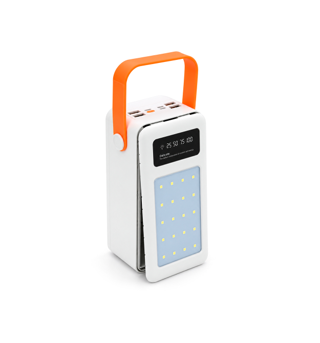 Power bank Voltronic S21 під 21х18650, Led display, Output: 22.5W, 3 кабелі (Micro-USB, Type-C, Lightning), PVC, ліхтар, White,