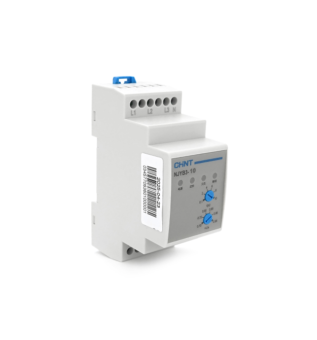 Реле контролю фаз CHINT NJYB3-10 AC220V, 1-2F4P, Захист U- (0,7~0,95) *Us, Затримка 0,1~10с, Захист обриву фаз, Ue240 - 415V, Ie