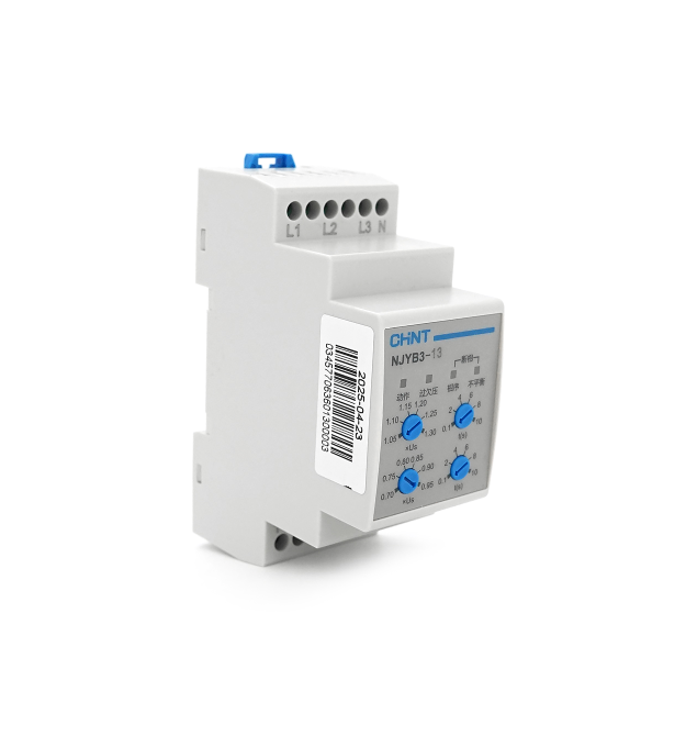Реле контролю фаз CHINT NJYB3-13 AC220V, 3F4P, Захист U+(1,05~1,3)*Us - U-(0,7~0,95)*Us,Затримка 0,1~10с,Захист обриву - послідо