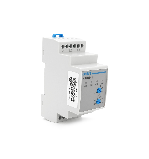 Реле контролю фаз CHINT NJYB3-2 AC380V, 3F3P, Захист U+ (1.05~1,3) *Us, Затримка 0,1~10с, Захист обриву фаз, Ue240 - 415V, Ie0.7