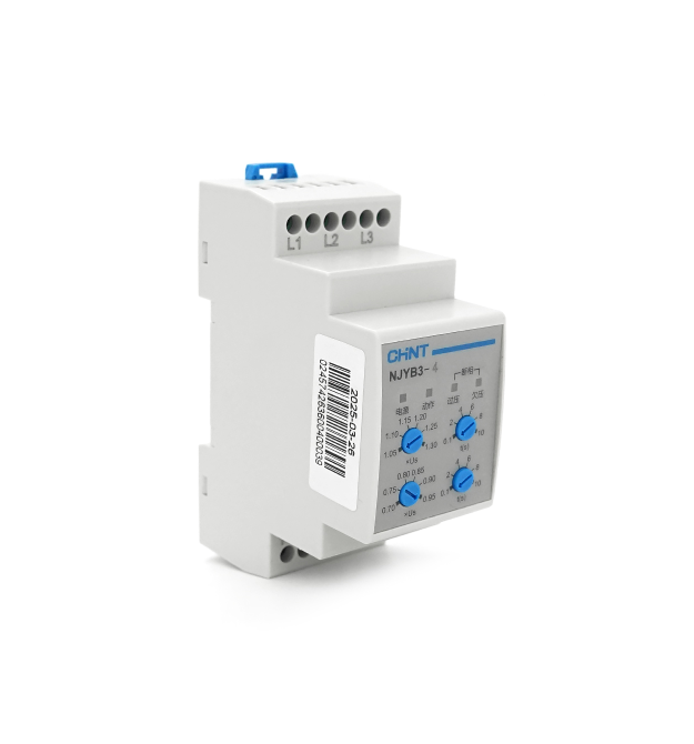 Реле контролю фаз CHINT NJYB3-4 AC380V, 3F3P, Захист U+(1,05~1,3)*Us - U-(0,7~0,95)*Us,Затримка 0,1~10с,Захист обриву - послідов