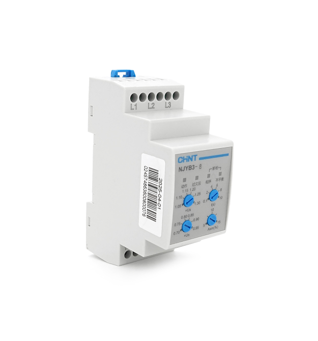 Реле контролю фаз CHINT NJYB3-8 AC380V, 3F3P, Захист U+(1,05~1,3)*Us - U-(0,7~0,95)*Us,Затримка 0,1~10с,Захист обриву - послідов