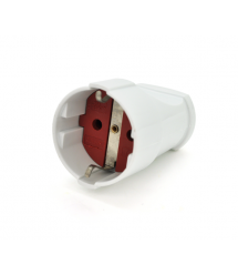 Штепсельне гніздо Євро із заземленням, розбірне, 16А 220V, колір білий - червоний, Q20