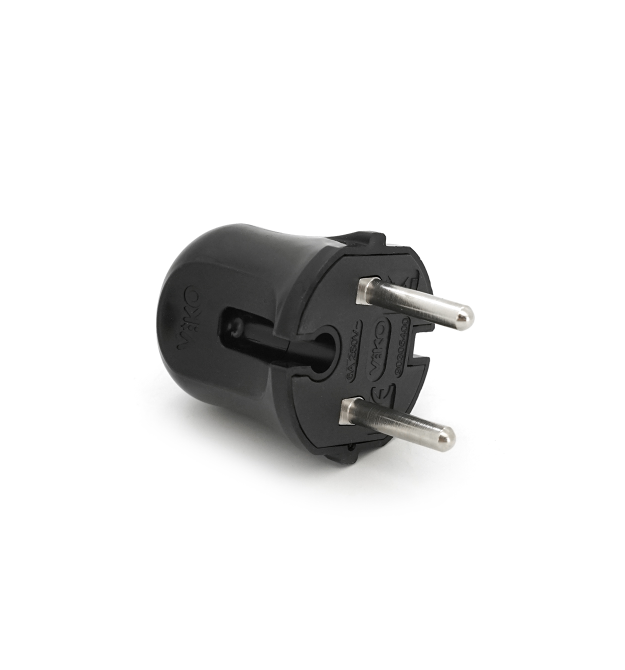 Вилка VIKO без заземлення (mimoza) 7.5А 260V, Black. ПВХ