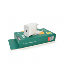 СЗУ AC100-240V KAKUSIGA KSC-500 HELI pd20w, Type-C, Output: DC3.6V-6V - 3A, 6V-9V - 2.22A, 9V-12V - 2.22A (20W), White, Box