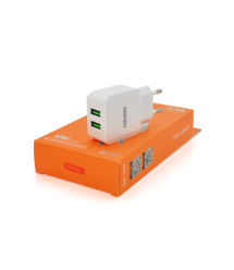 СЗУ AC100-240V KAKUSIGA KSC-408 OUQI, 2xUSB, 2.4A, White, Box