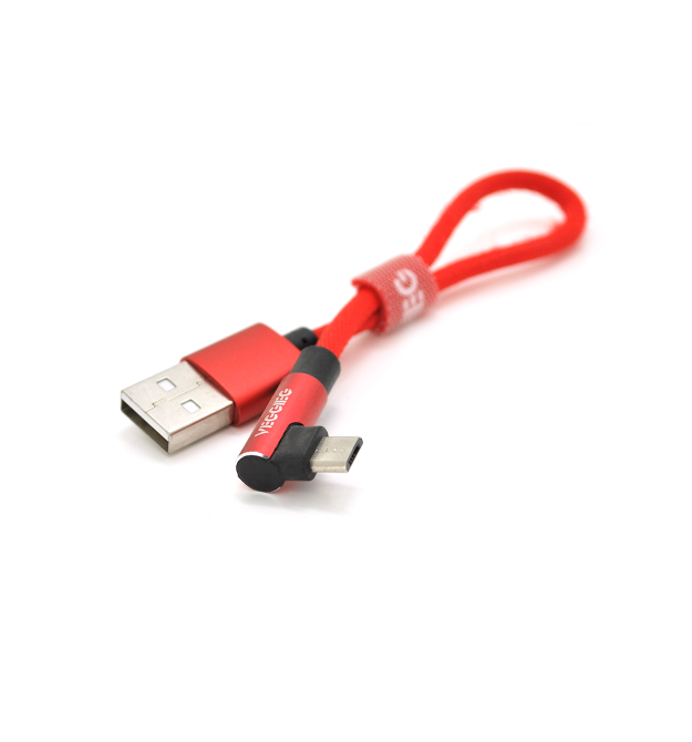 Кабель VEGGIEG UA-20R, Micro-USB, 2.4A, Black, Red, довжина 0,2 м, BOX