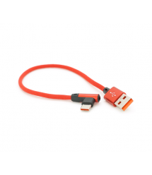Кабель USB для Type-C (male to male), QC3.0, PD, довжина 0.25м, обплетення, Red