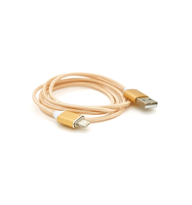 Магнітний кабель USB 2.0 - Micro, 1m, 2А, індикатор заряду, тканинне обплетення, знімач, Gold, Blister ( під наконечник 8751 )