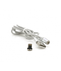 Магнітний кабель PiPo USB 2.0 - Lighting, 1m, 2А, тканинна оплетка, броньований, знімач, Silver, BOX