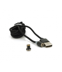 Магнітний кабель PiPo USB 2.0 - Lighting, 2m, 2А, тканинна оплетка, броньований, знімач, Black, BOX
