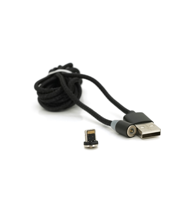 Магнітний кабель PiPo USB 2.0 - Lighting, 2m, 2А, тканинна оплетка, броньований, знімач, Black, BOX