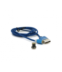 Магнітний кабель Ninja USB 2.0 - Lighting, 1m, 2А, індикатор заряду, тканинне обплетення, броньований, знімач, Blue, Blister-Box