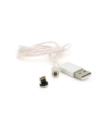 Магнітний кабель світиться USB 2.0 - Lighting, 1m, 2А, Silver, OEM