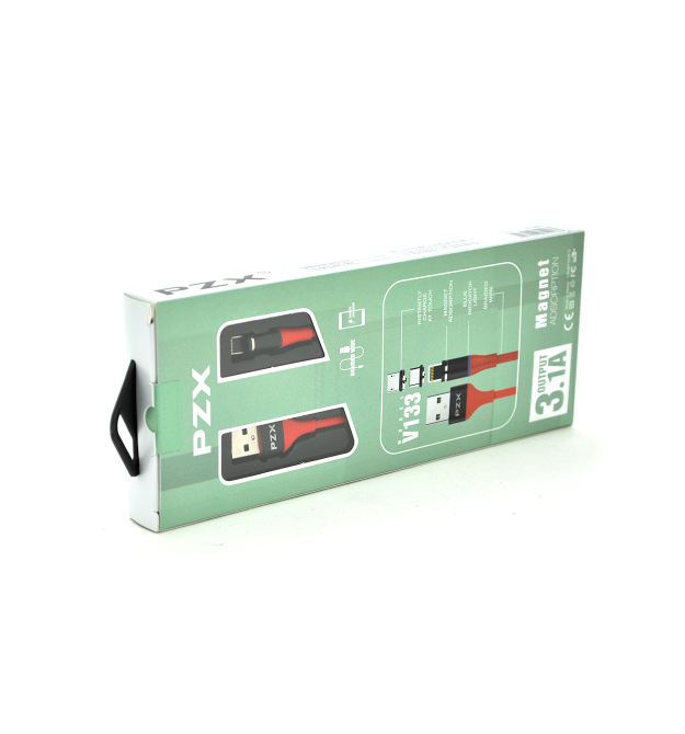 Кабель магнітний PZX V133, Lighting, Output, 3.1A, Red, довжина 1м, BOX
