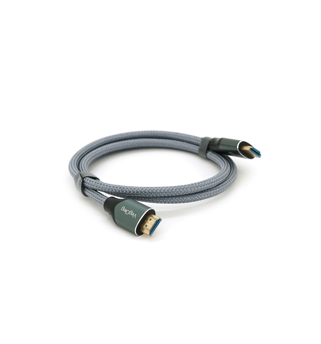 Кабель VEGGIEG V-H401 HDMI-HDMI 8K Premium, 1.0m, круглий, обплетення, Silver, конектор Black-Silver, Box