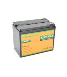 Аккумуляторная батарея Eco-Worthy LiFePO4 12,8V 50Ah,(50 - 50A), 0C до 60C, винт M8, 233х135х215 мм. 6.4 кг