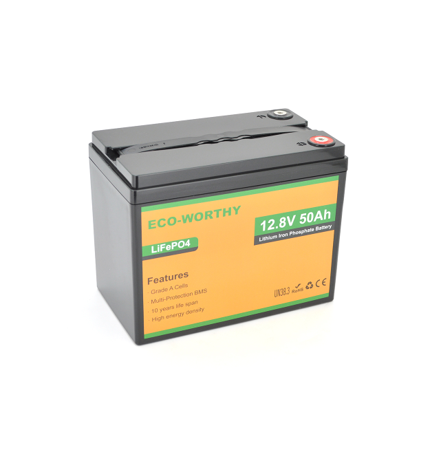 Аккумуляторная батарея Eco-Worthy LiFePO4 12,8V 50Ah,(50 - 50A), 0C до 60C, винт M8, 233х135х215 мм. 6.4 кг