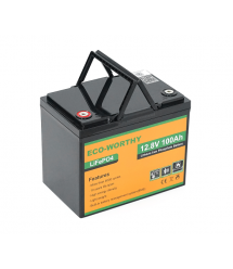 Аккумуляторная батарея Eco-Worthy LiFePO4 12,8V 100Ah,(50 - 100A), bluetooth. -7C до 60C, винт M8, 260х168х209 мм. 12 кг
