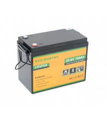 Аккумуляторная батарея Eco-Worthy LiFePO4 25,6V 100Ah,(80 - 100A), -7C до 60C, винт M8, 340*188*245 мм. 18 кг