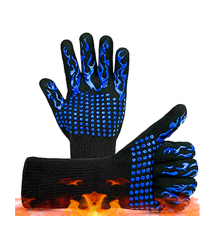 Рукавички термостійкі вогнетривкі HFG-800-Blue Torch, до 800C, Black - Blue