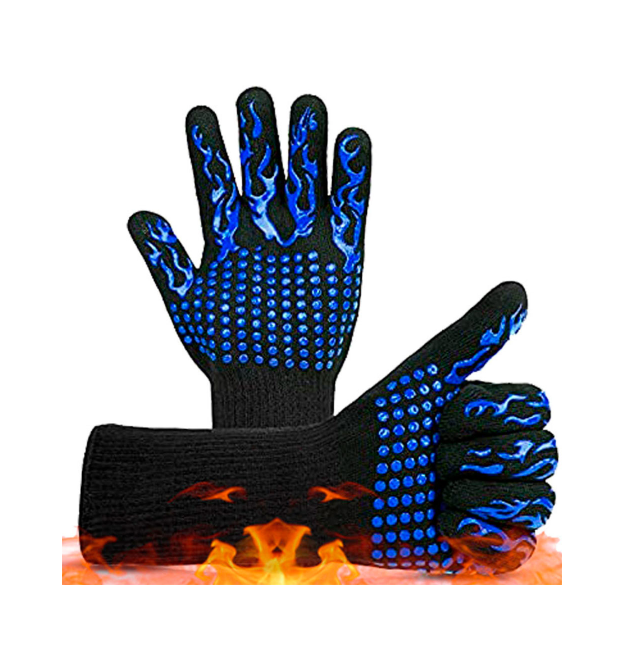 Рукавички термостійкі вогнетривкі HFG-800-Blue Torch, до 800C, Black - Blue