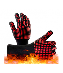Рукавички термостійкі вогнетривкі HFG-800-Red Torch, до 800C, Black - Red