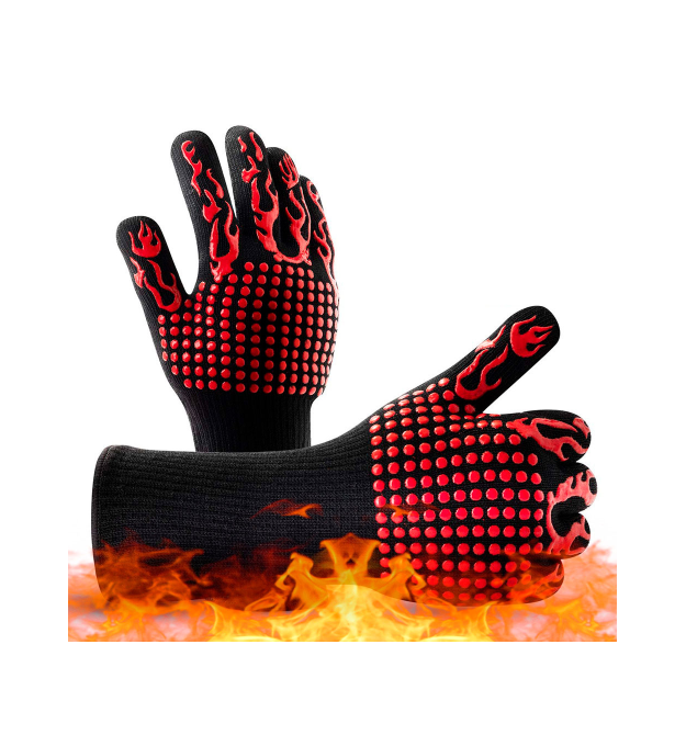 Рукавички термостійкі вогнетривкі HFG-800-Red Torch, до 800C, Black - Red