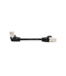 Патч-корд литий FTP, RJ45(прямий - кутовий), екранований, FTP5e 0.125m, patch D-4.9mm AWG28 1x90 CU, чорний, Q200