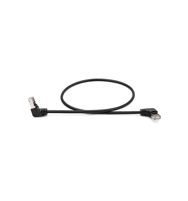 Патч-корд литий FTP, RJ45(кутовий - кутовий), екранований, FTP5e 0.65m, patch D-4.9mm AWG26 2x90 CU, DC 2-12V, чорний, Q200