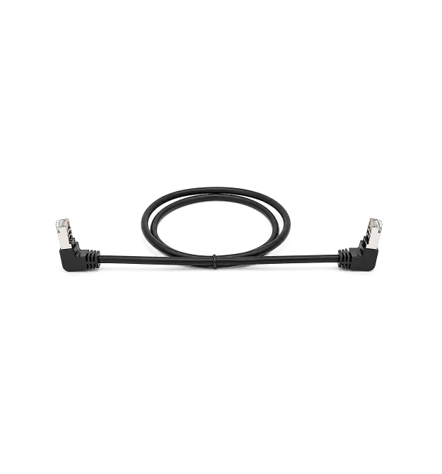 Патч-корд литий FTP, RJ45(кутовий - кутовий), екранований, FTP5e 0.93m, patch D-4.9mm AWG26 2x90 CU, DC 2-12V, чорний, Q200
