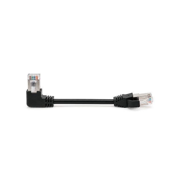 Патч-корд литий UTP, RJ45(прямий - кутовий), неекранований, UTP5e 0.13m,patch D-4.9mm AWG26 1x90 CU,чорний, Q200