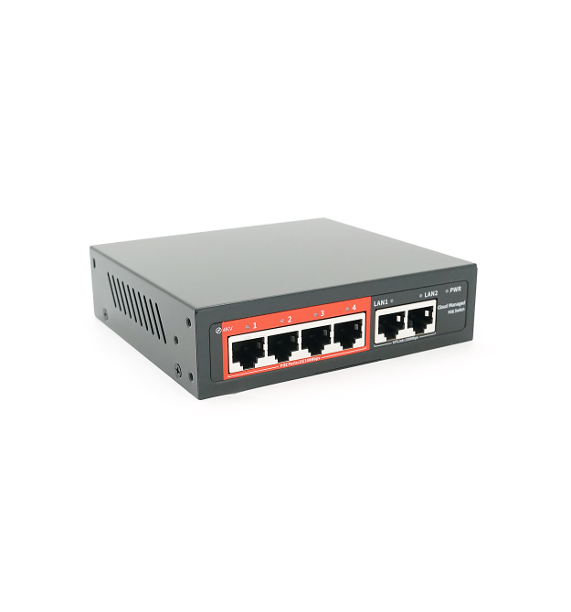 4-портовий керований PoE комутатор YOSO YO204D -52 з 4 портами POE 100Мбіт + 2 UP-Link 100Мбіт 52V - 52W. APP-Amitres