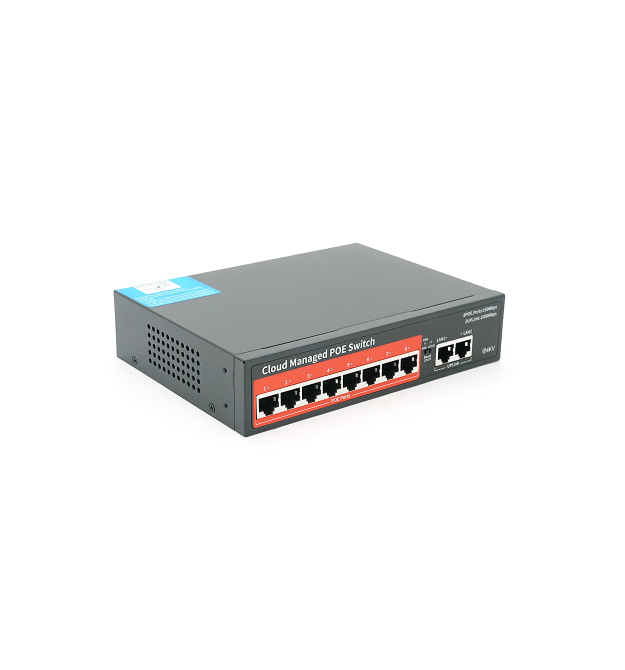 8-портовий керований PoE комутатор YOSO YO208G-120 з 8 портами POE 100Мбіт + 2 UP-Link 1000Мбіт, 52V - 120W. APP-Amitres