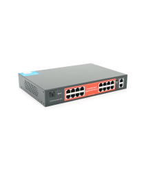 16-портовий гігабітний керований PoE комутатор YOSO YO316-240 з 16 портами POE 1000Мбіт + 2 UP-Link 1000Мбіт + 1 SFP. 52V - 240W