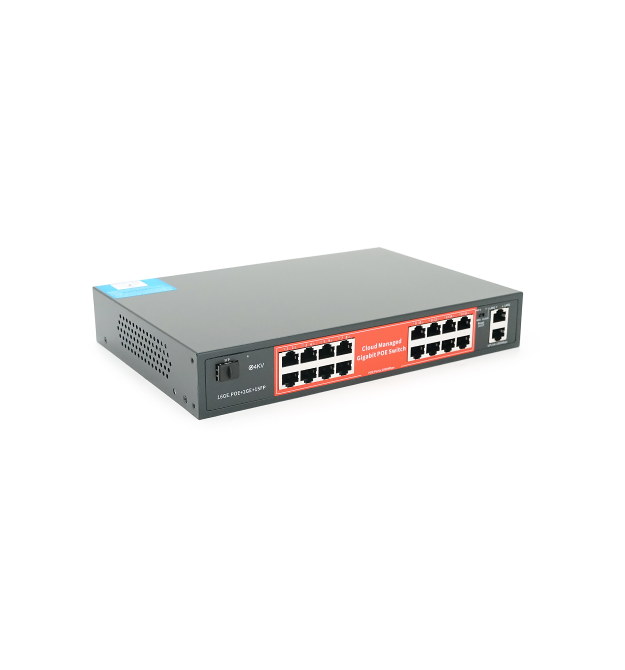 16-портовий гігабітний керований PoE комутатор YOSO YO316-240 з 16 портами POE 1000Мбіт + 2 UP-Link 1000Мбіт + 1 SFP. 52V - 240W