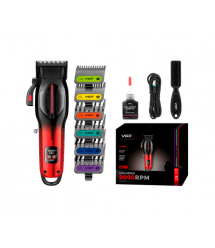 Тример VGR V-026, 6 насадок, LED display, 9000 RPM, акумулятор 2500mAh, Black - Red, Box