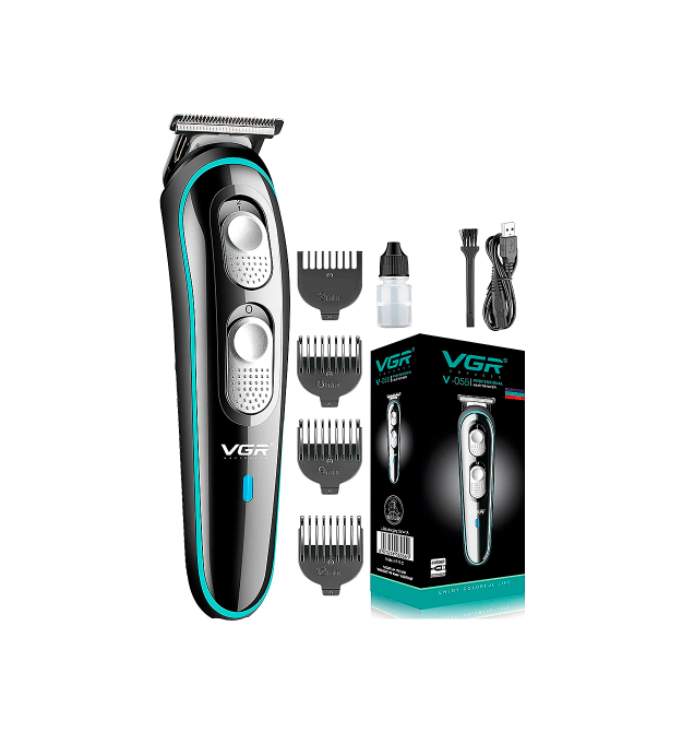 Тример VGR V-055, 4 насадки, регулятор висоти, акумулятор 500mAh, Black, Box