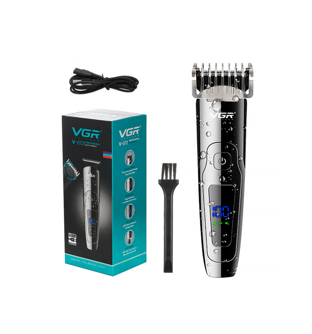 Тример VGR V-072, 1 насадка, LED display, 7500 RPM, акумулятор 1200mAh, Silver, Box